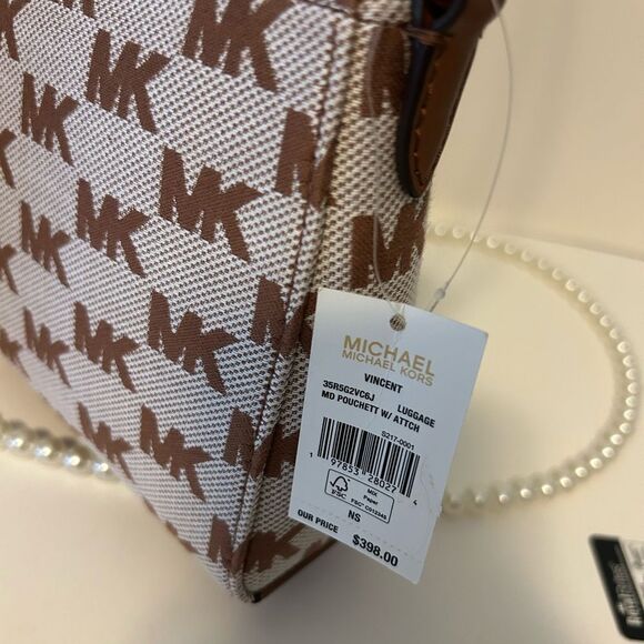 Michael Kors Brown Signature Logo Pochette shoulder bag NWT - Picture 9 of 12